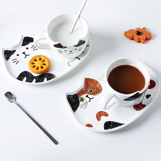 cat cup & plate set - Always Whiskered 
