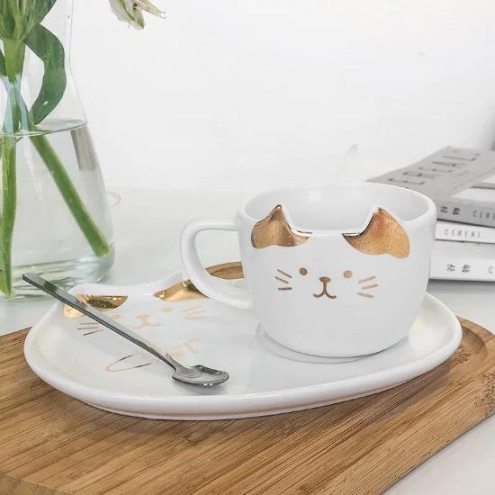 cat cup & plate set - Always Whiskered 