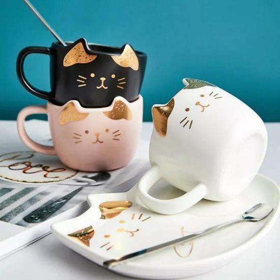 cat cup & plate set - Always Whiskered 