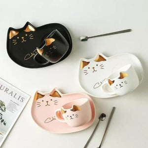 cat cup & plate set - Always Whiskered 