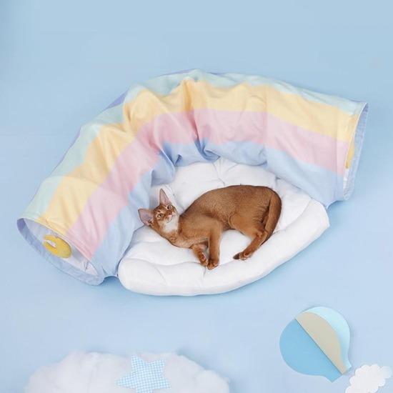 Rainbow cat tunnel bed - always whiskered