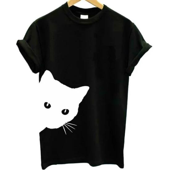 Peeking cat tee shirt