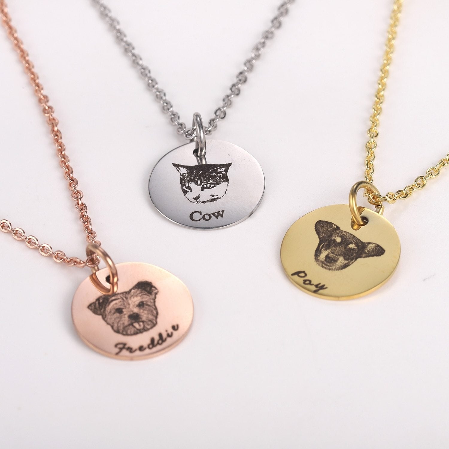 Custom Pet Cat Dog Photo Silver Pendant Necklace Engraved Name 925 Ste –  The Purrfect Cat Shop