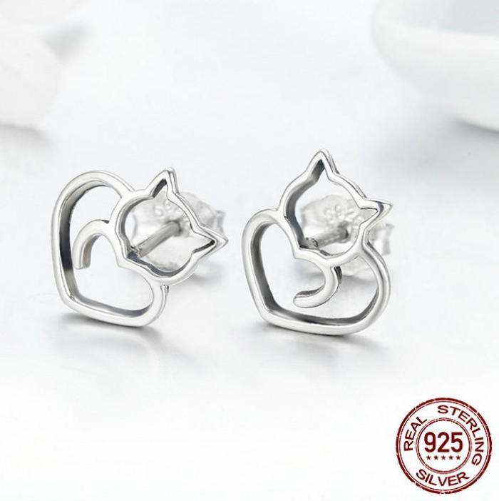 Kitty Silver Earrings - Always Whiskered
