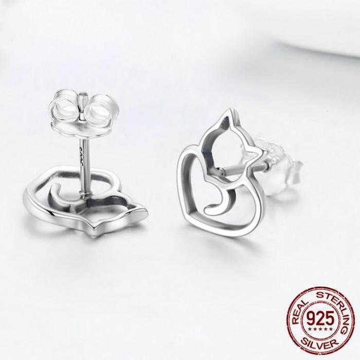 Kitty Silver Earrings - Always Whiskered