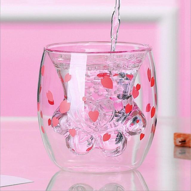 cat paw double wall glass
