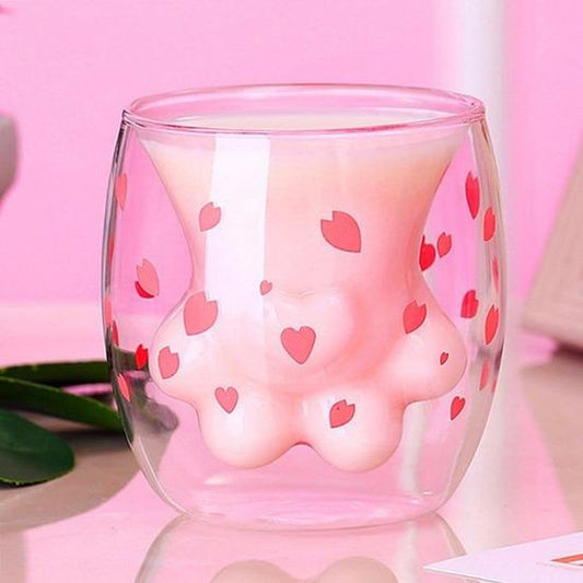cat paw double wall glass
