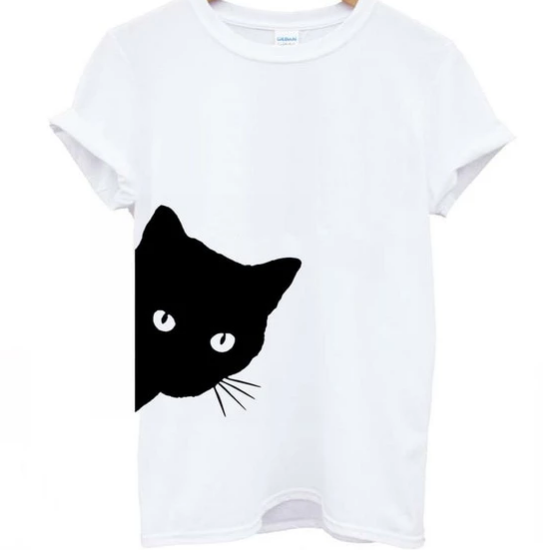 Peeking cat tee shirt