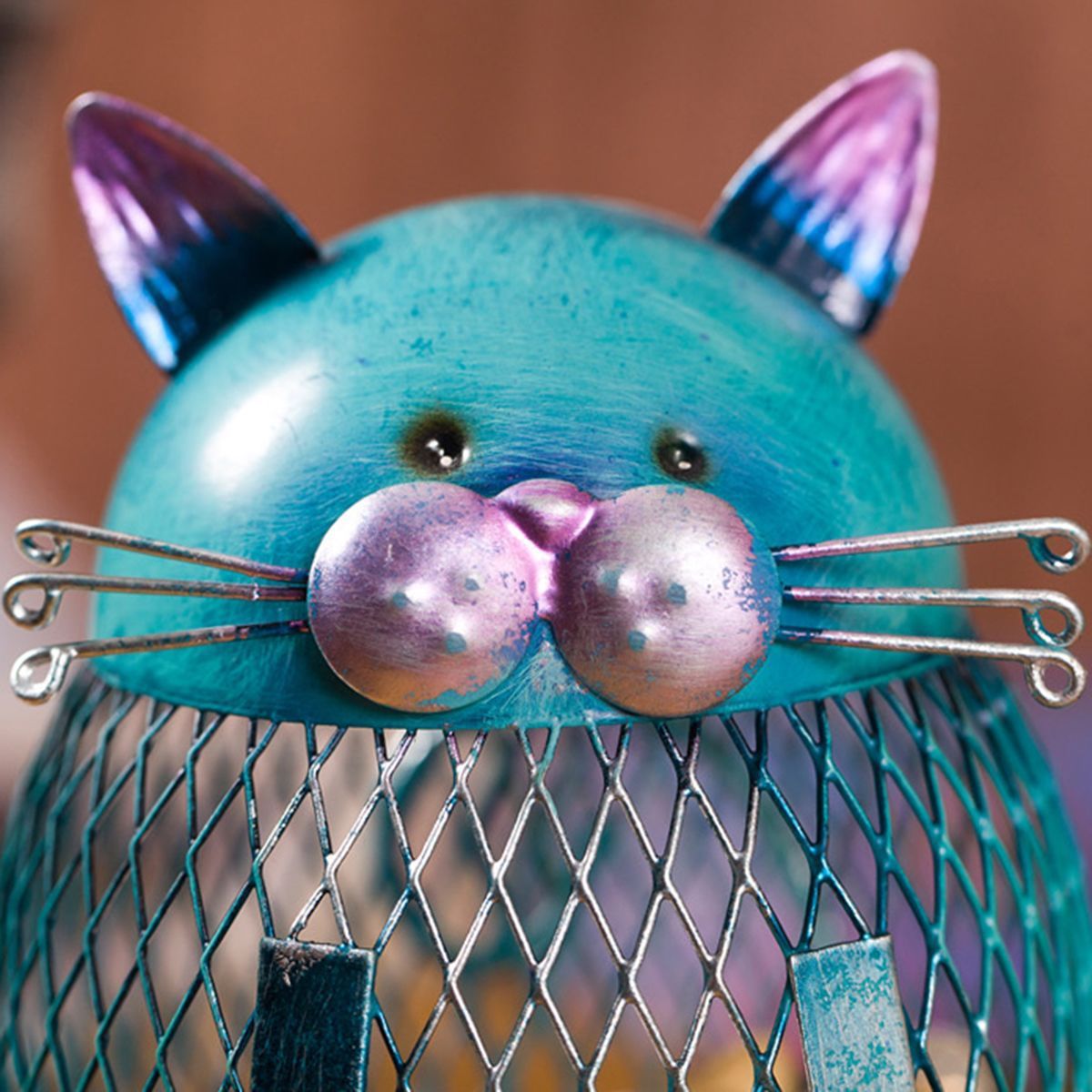 Whiskered Metal Cat Coin Bank - Always Whiskered