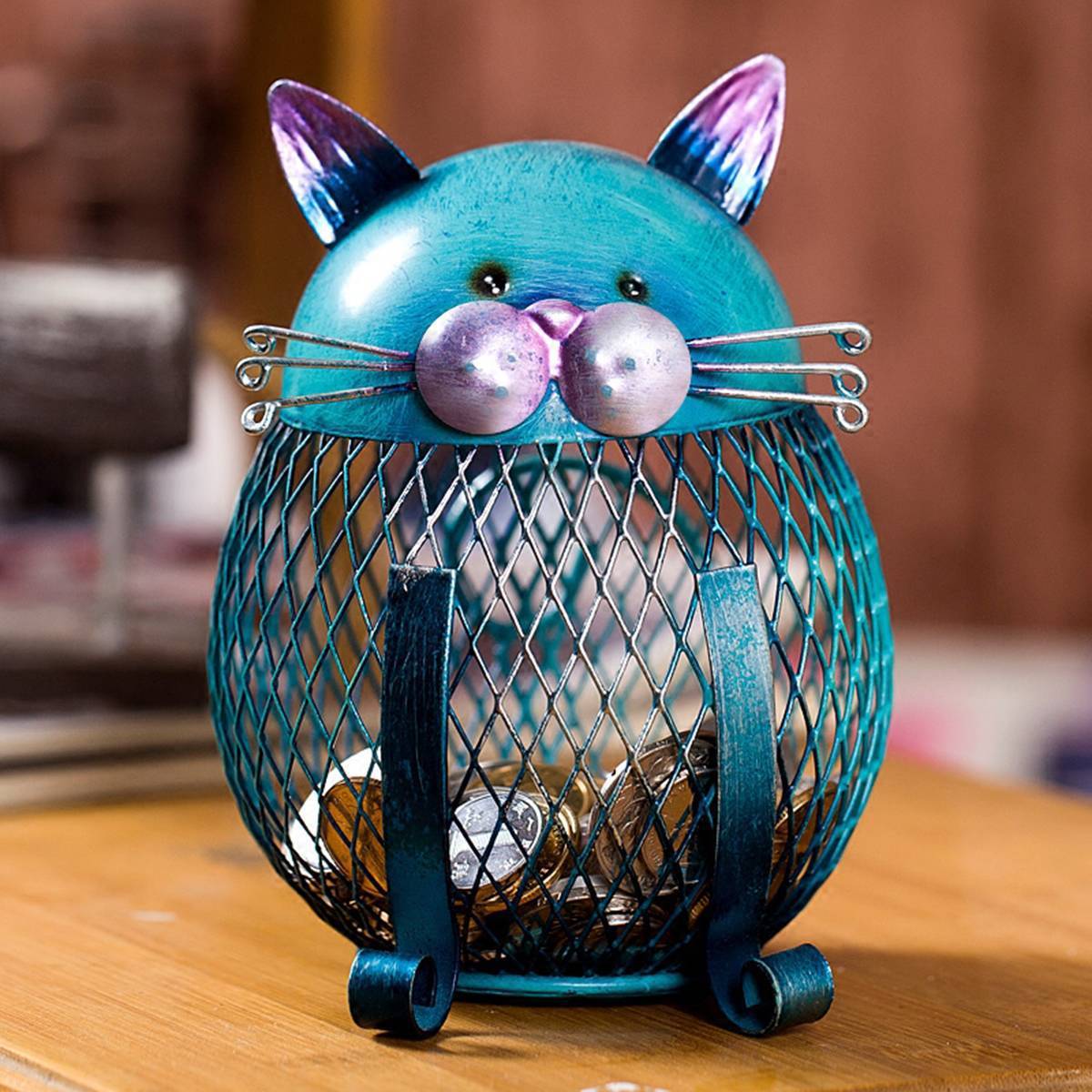 Whiskered Metal Cat Coin Bank - Always Whiskered